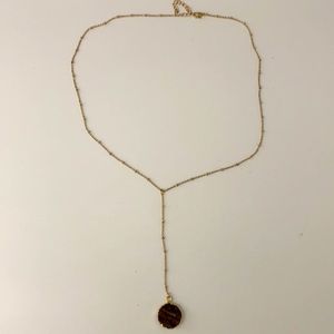Double sided stone hanging necklace